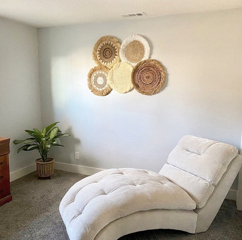 Set of 5 Boho Neutral Decor Wall Baskets Set