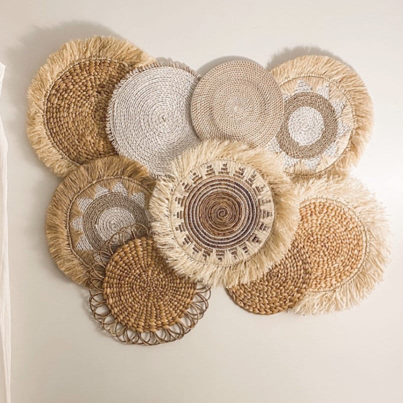 Set of 9 Boho Wall Basket and Wall Decor