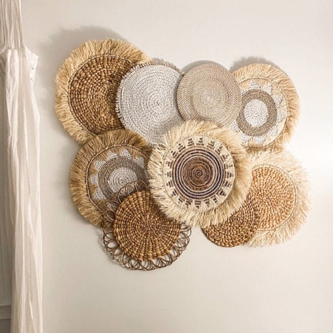 Set of 9 Boho Wall Basket and Wall Decor
