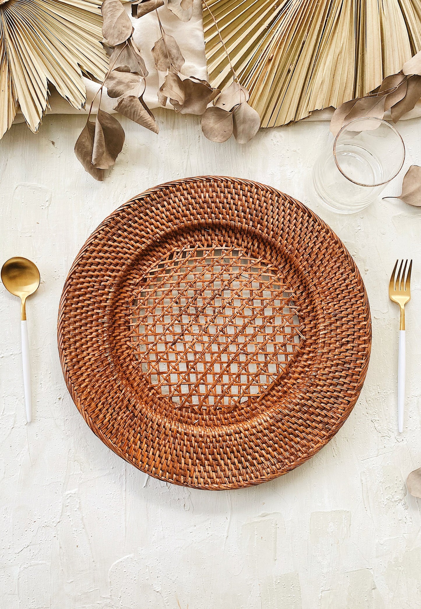 Dark Brown Rattan Plate Chargers