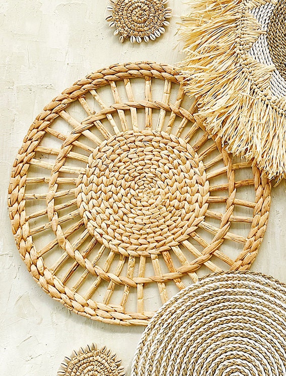 Set of 7 Boho Wall Basket & Wall Decor