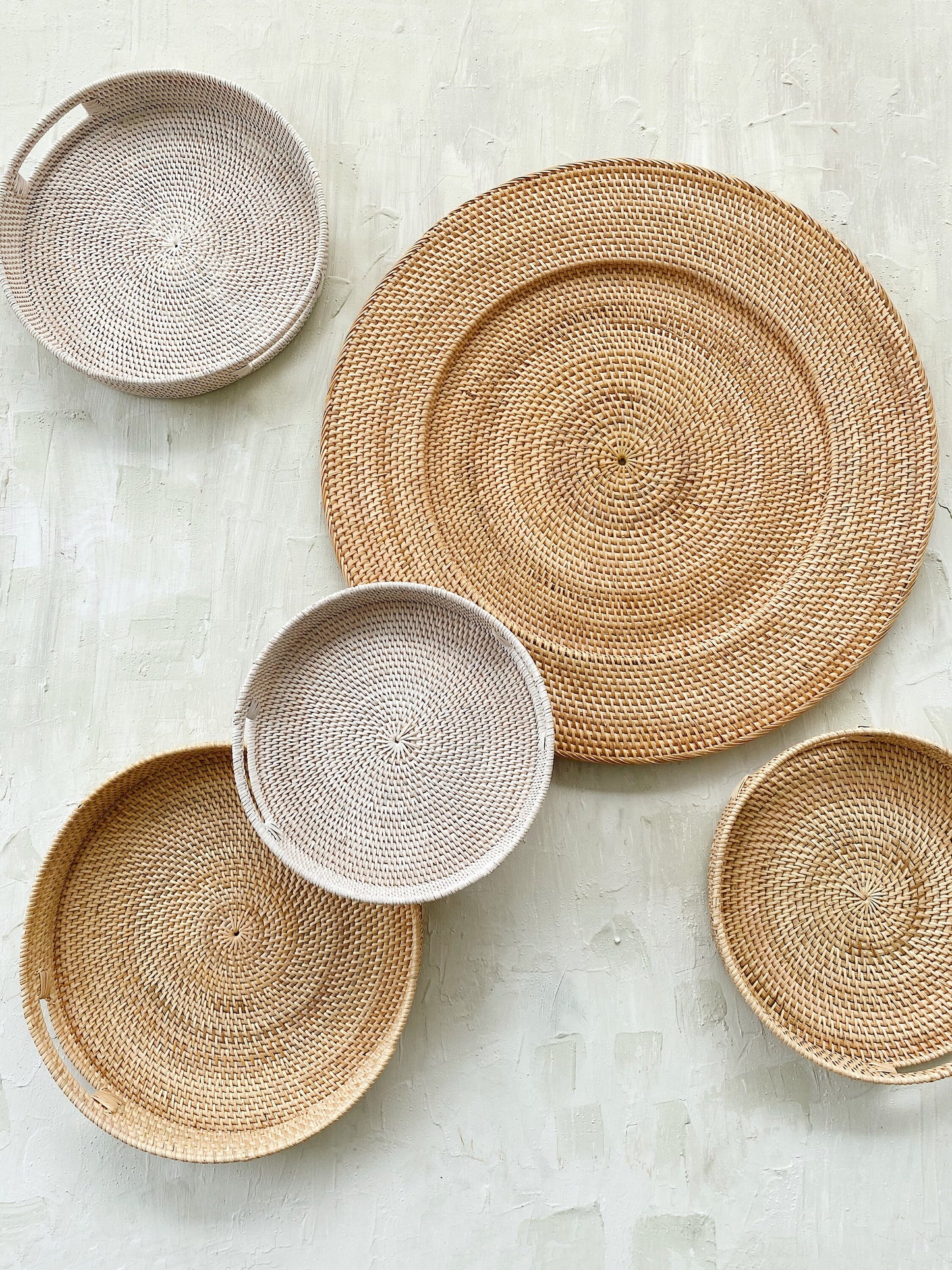 Set of 5 Rattan Boho Wall Basket and Wall Decor