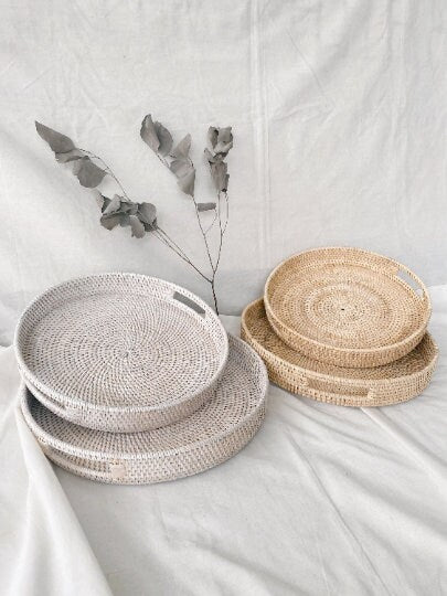 Set of 5 Rattan Boho Wall Basket and Wall Decor