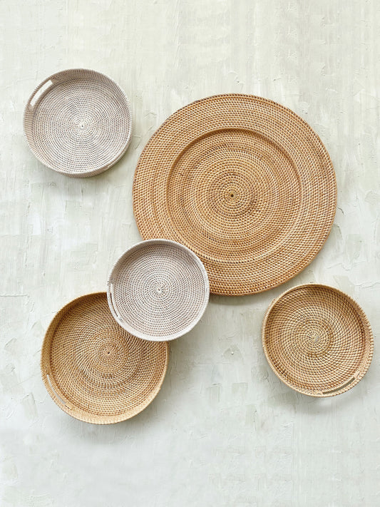 Set of 5 Rattan Boho Wall Basket and Wall Decor