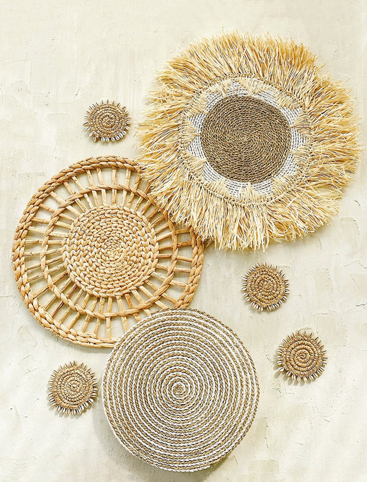 Set of 7 Boho Wall Basket & Wall Decor