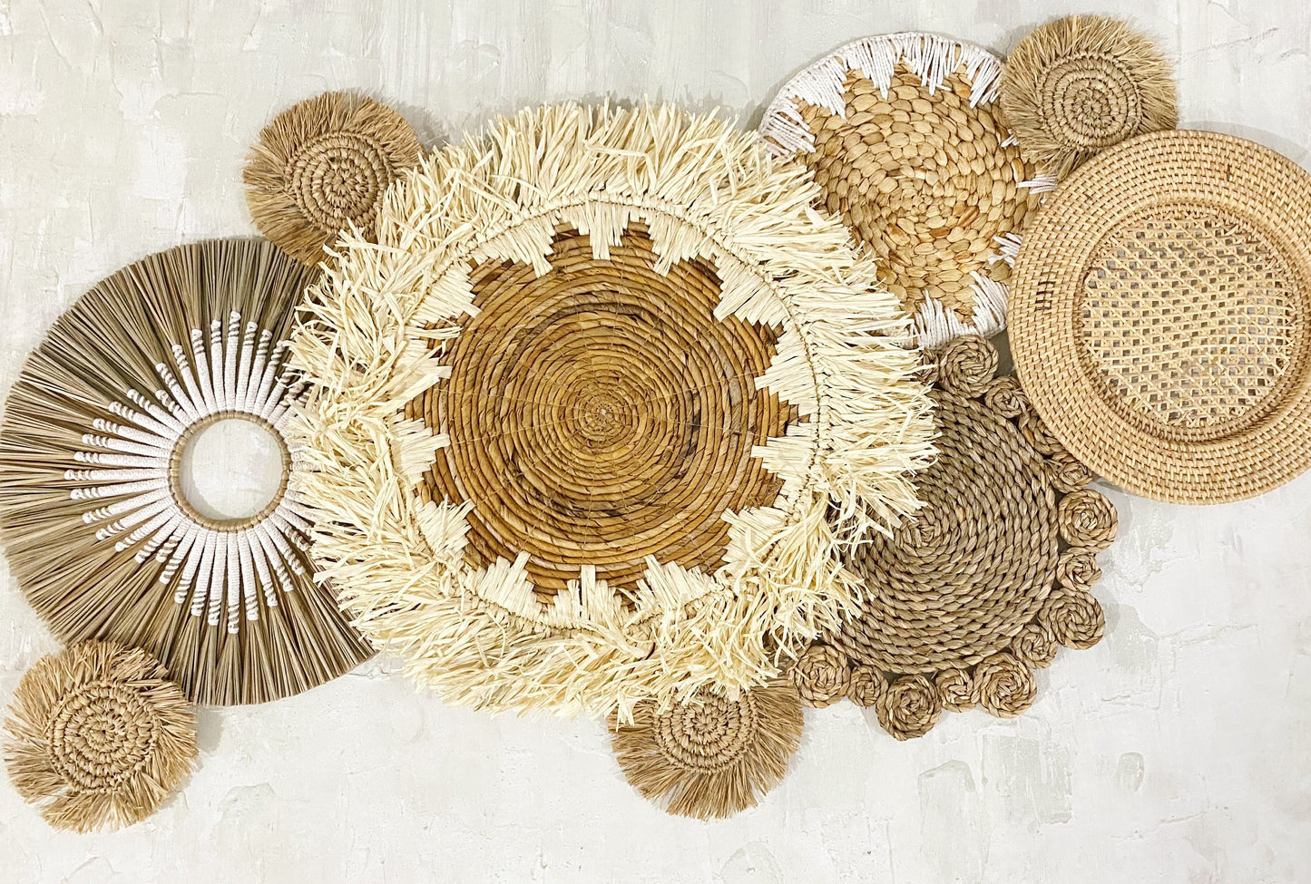 Set of 9 Boho Wall Basket & Wall Decor