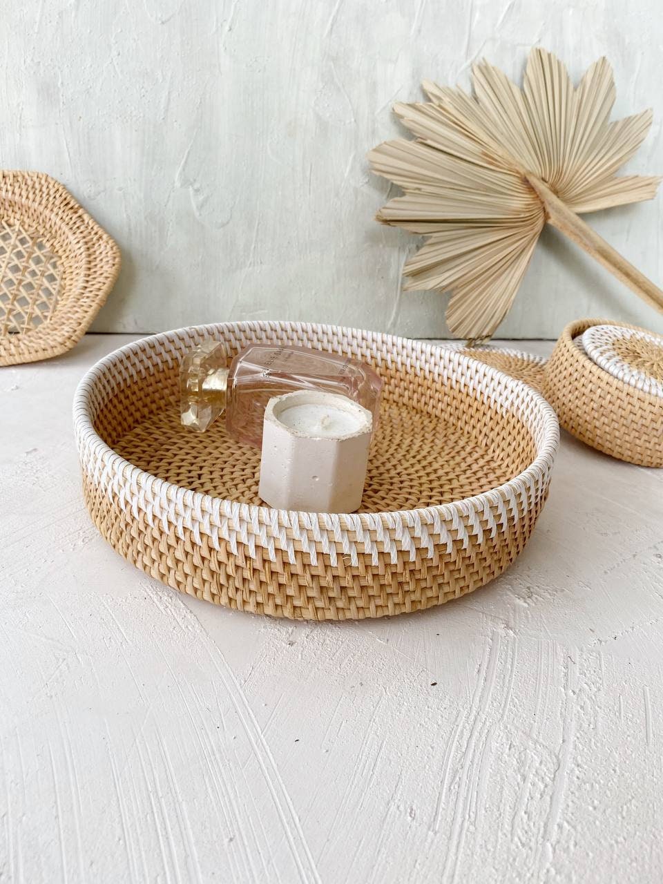 Lombok Round Rattan Tray