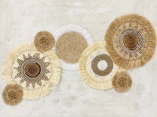 Set of 7 Boho Wall Basket with Fringe