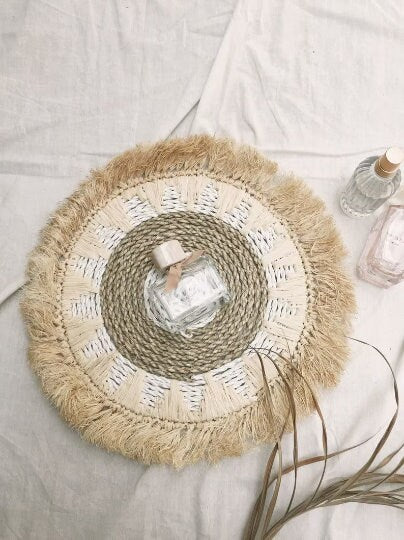 Set of 7 Boho Wall Basket with Fringe
