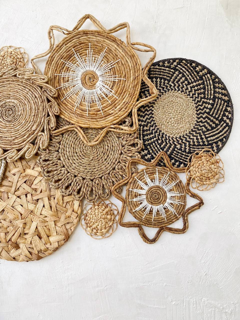 Set of 14 Boho Wall Basket and Wall Decor