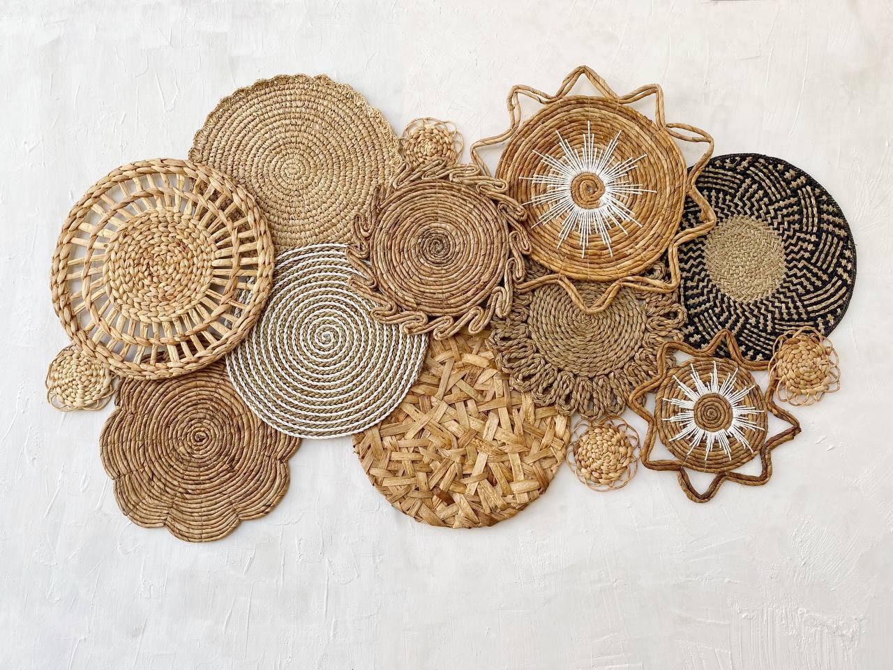 Set of 14 Boho Wall Basket and Wall Decor