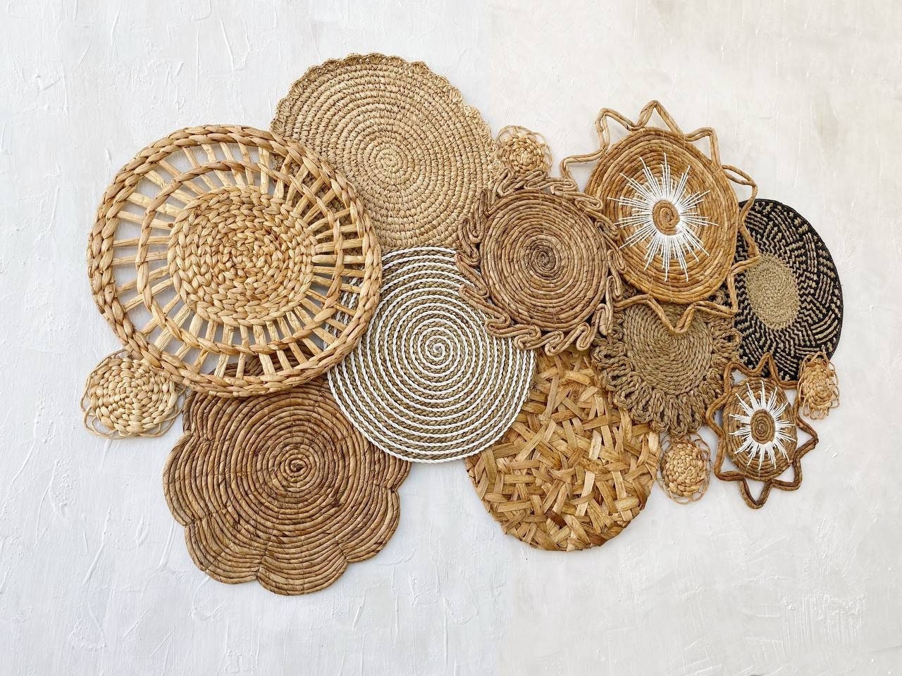 Set of 14 Boho Wall Basket and Wall Decor