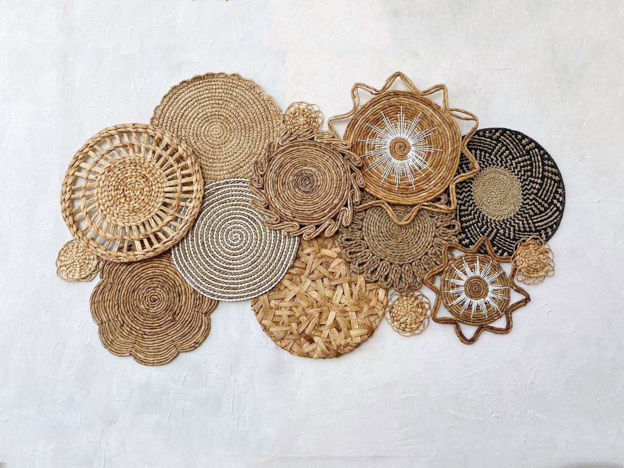 Set of 14 Boho Wall Basket and Wall Decor