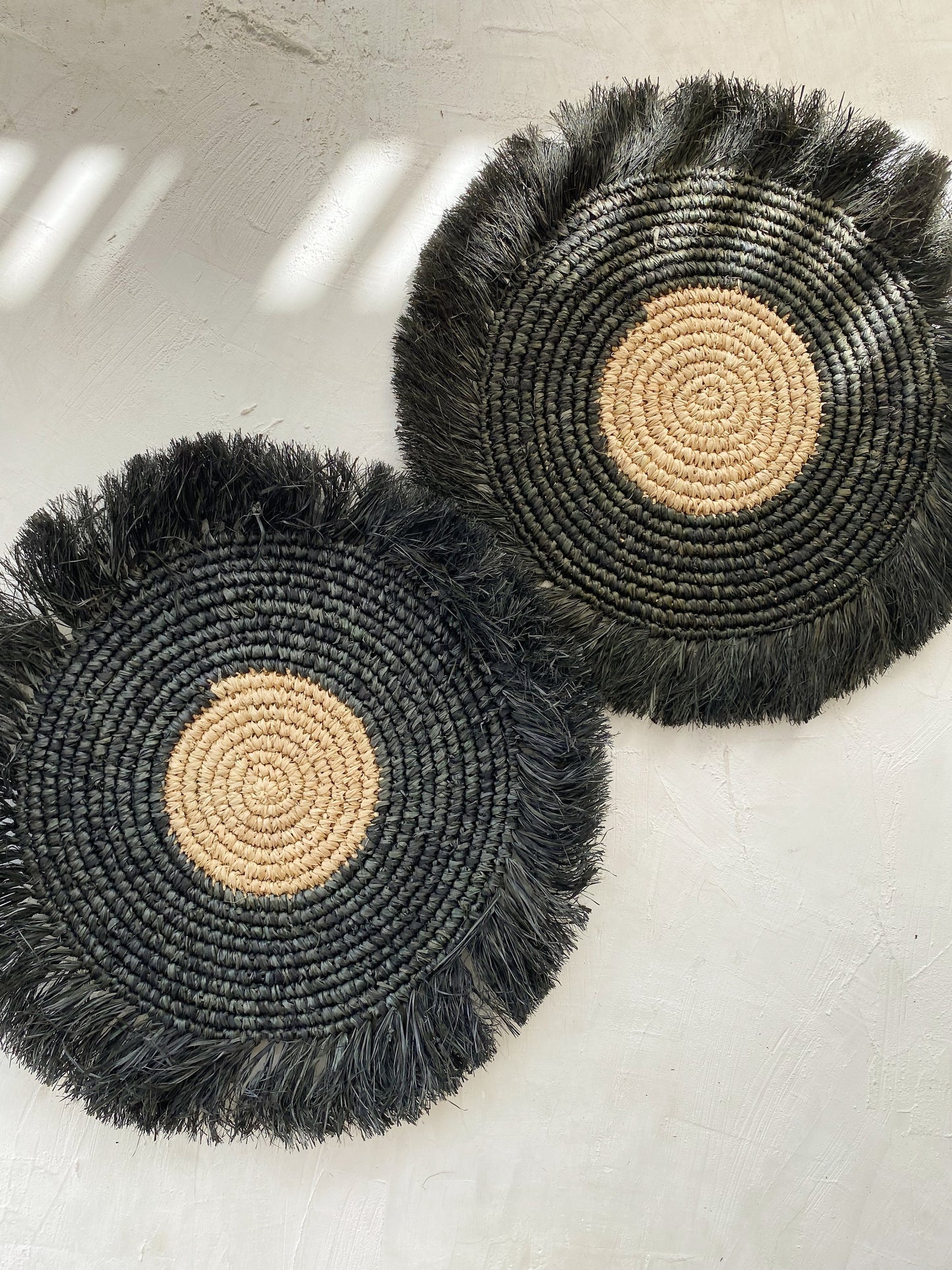 Raffia Monochrome Fringe Wall Basket