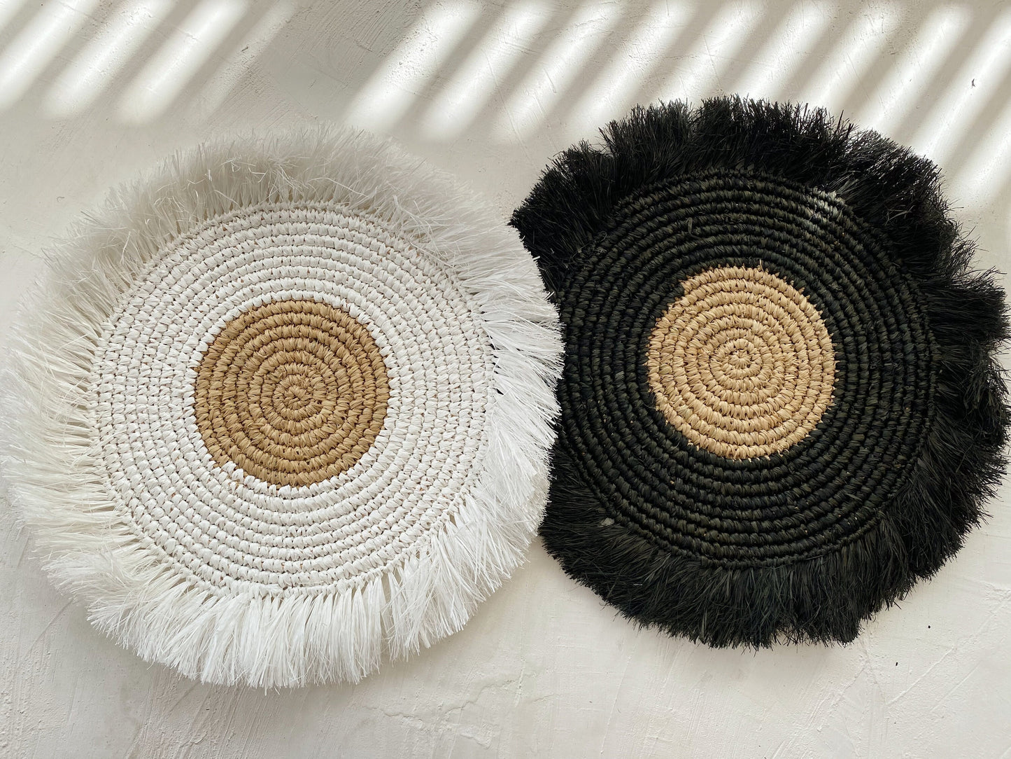 Raffia Monochrome Fringe Wall Basket