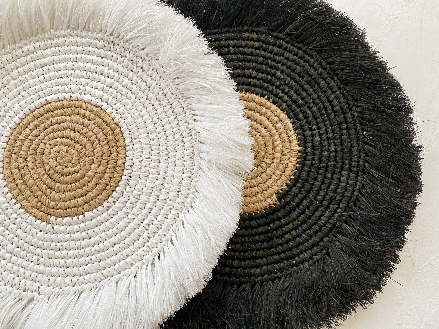 Raffia Monochrome Fringe Wall Basket