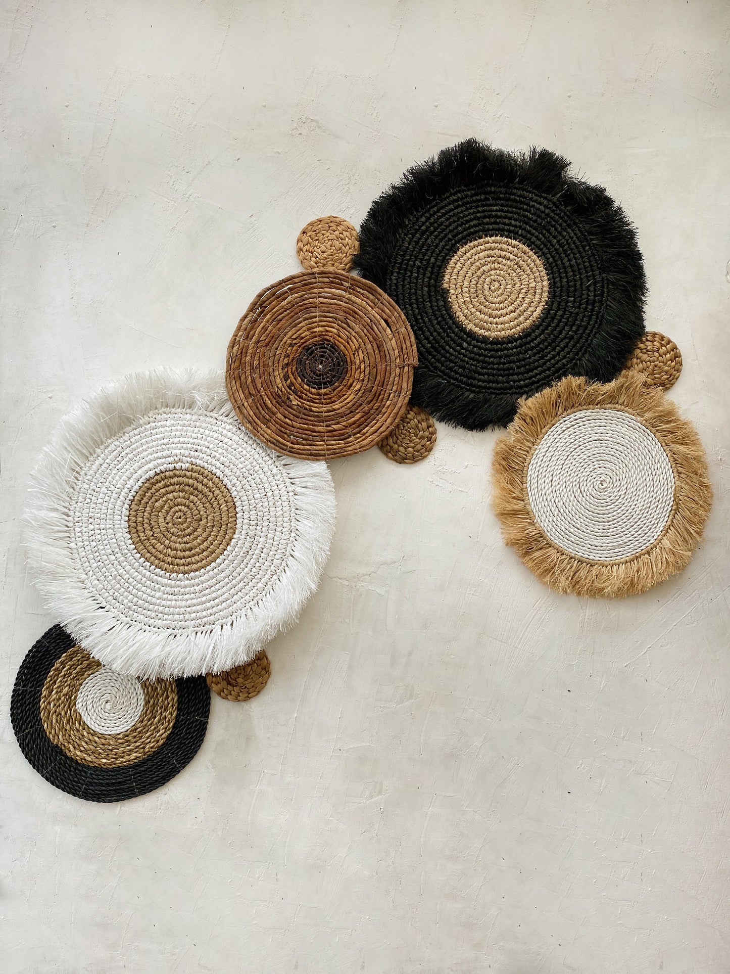 Set of 9 Boho Wall Basket with Fringe