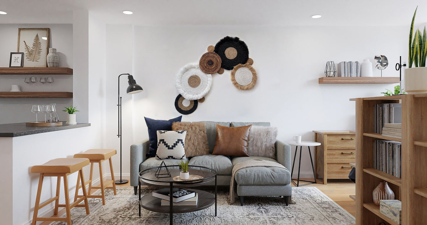 Set of 9 Boho Wall Basket with Fringe