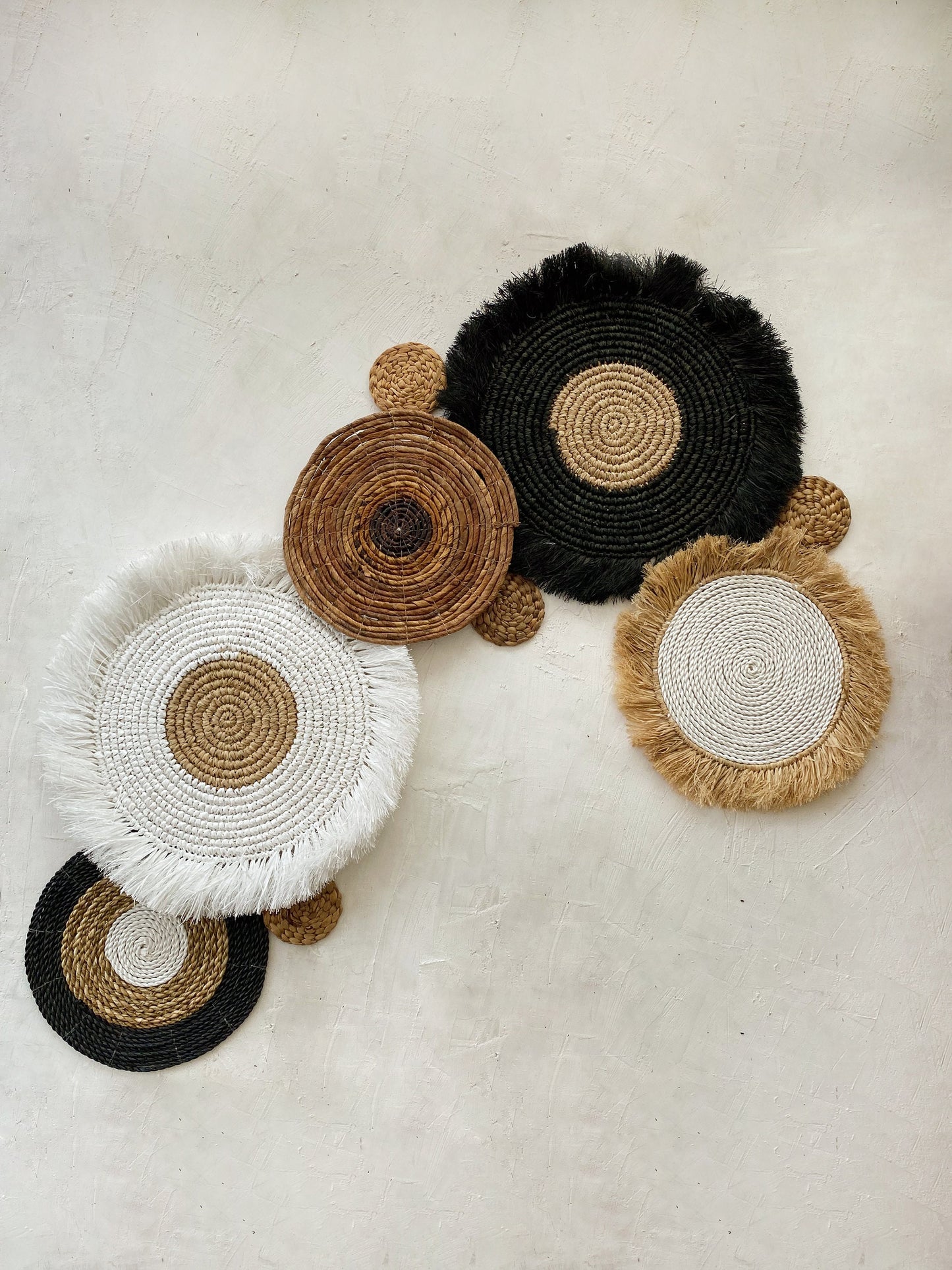 Set of 9 Boho Wall Basket with Fringe