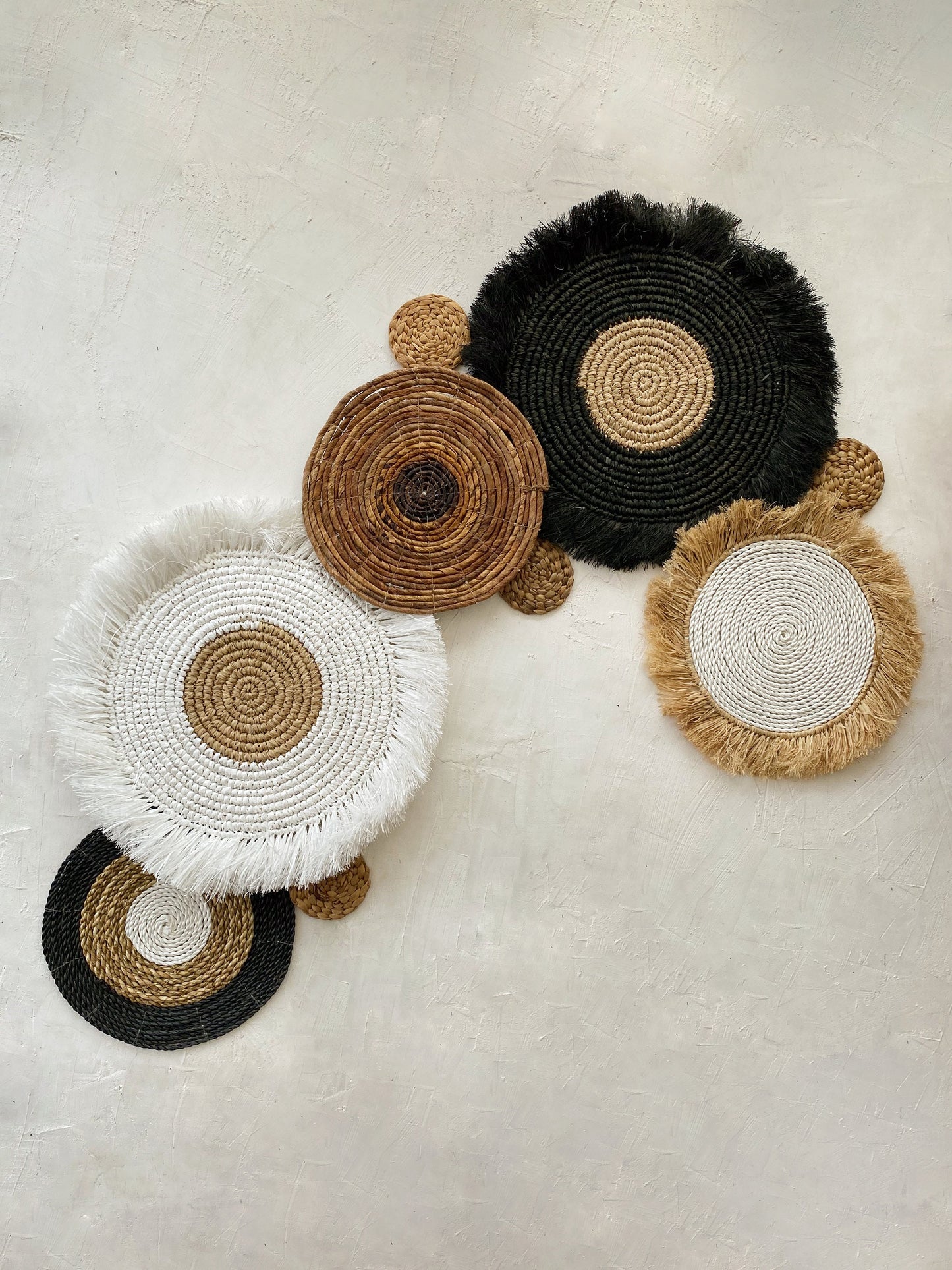 Set of 9 Boho Wall Basket with Fringe