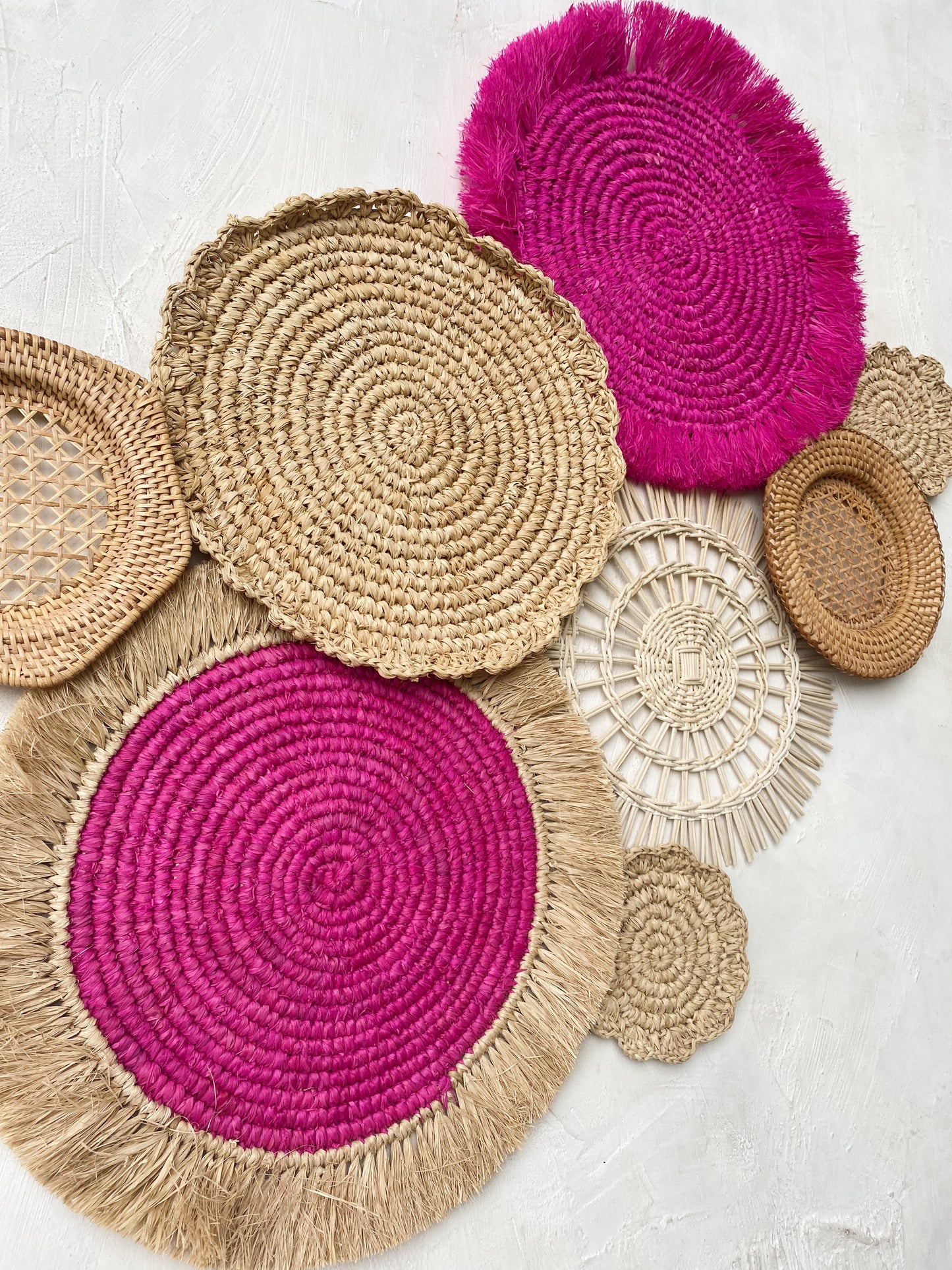 Set of 8 Fuchsia Wall Basket
