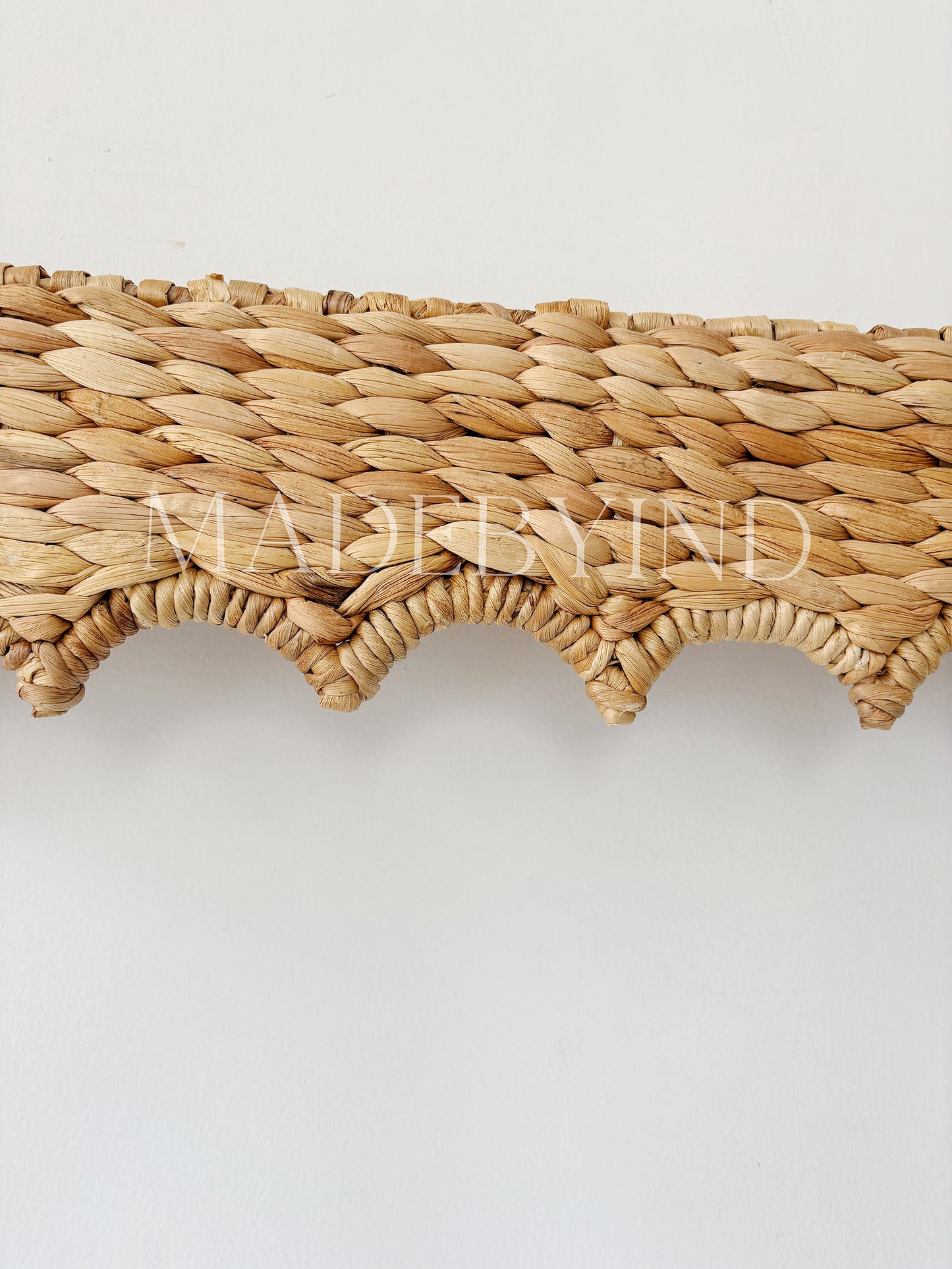 Handwoven Wave Scallop Edge Window Valance, Curved Pelmet Window Cover