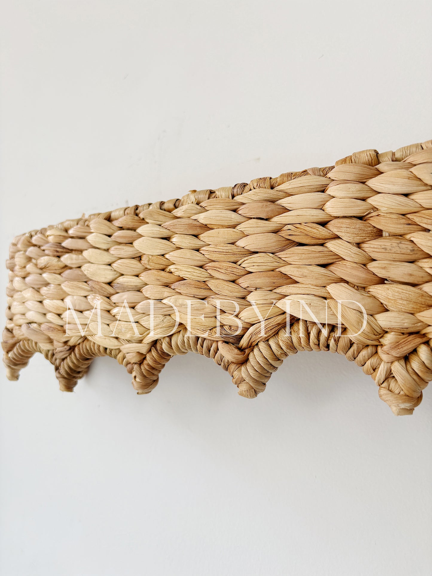 Handwoven Wave Scallop Edge Window Valance, Curved Pelmet Window Cover