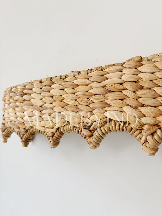 Handwoven Wave Scallop Edge Window Valance, Curved Pelmet Window Cover