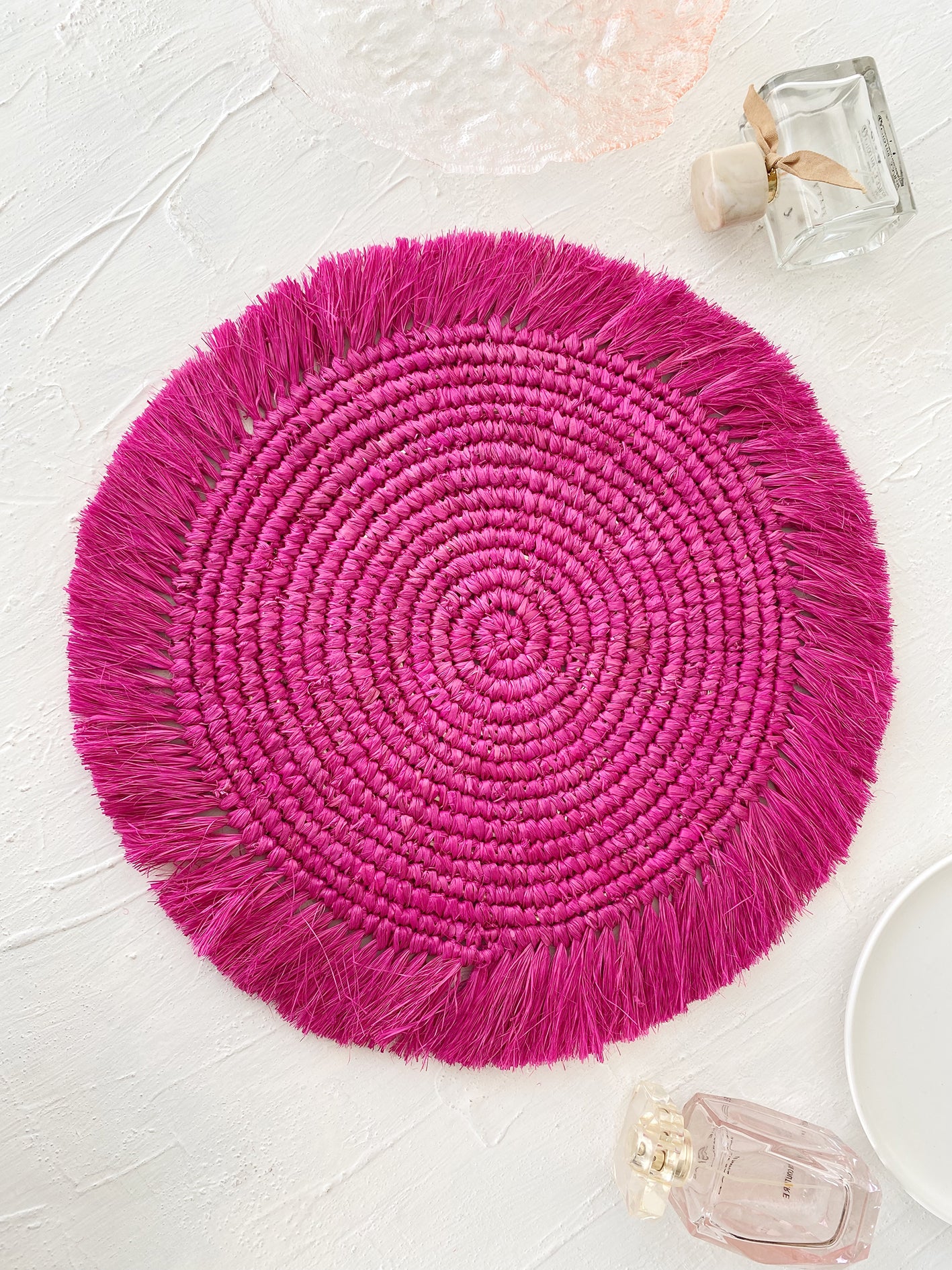 Fuchsia Raffia Placemats