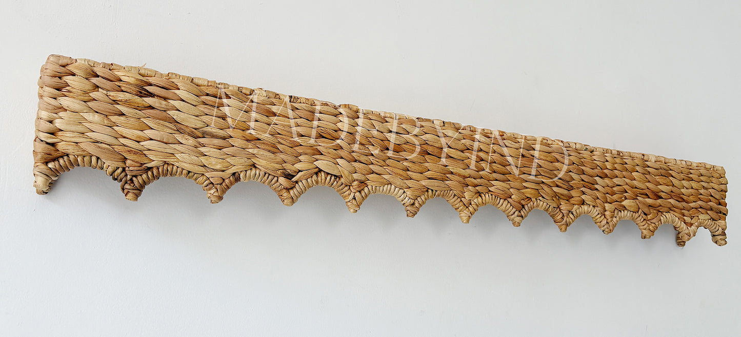 Handwoven Wave Scallop Edge Window Valance, Curved Pelmet Window Cover