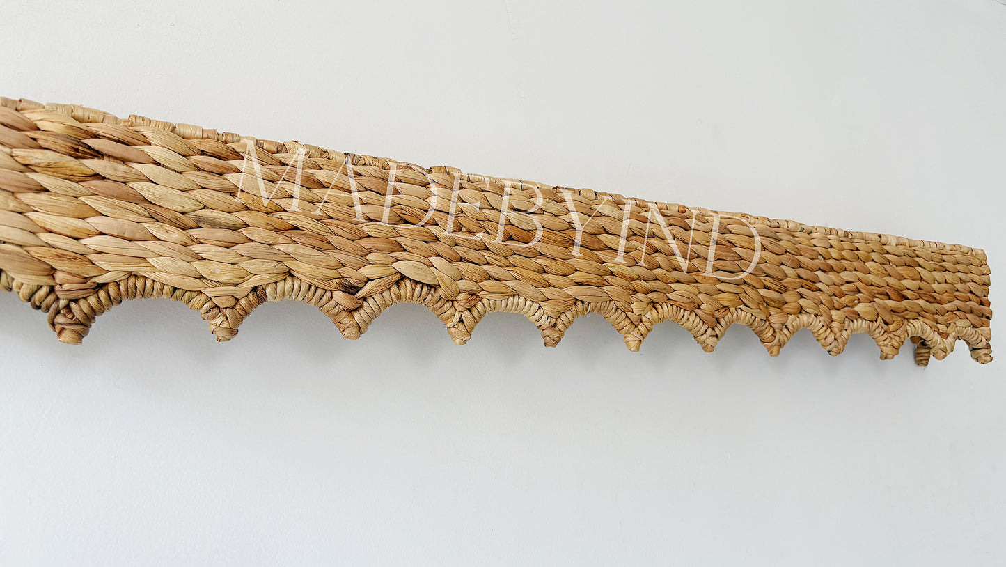 Handwoven Wave Scallop Edge Window Valance, Curved Pelmet Window Cover