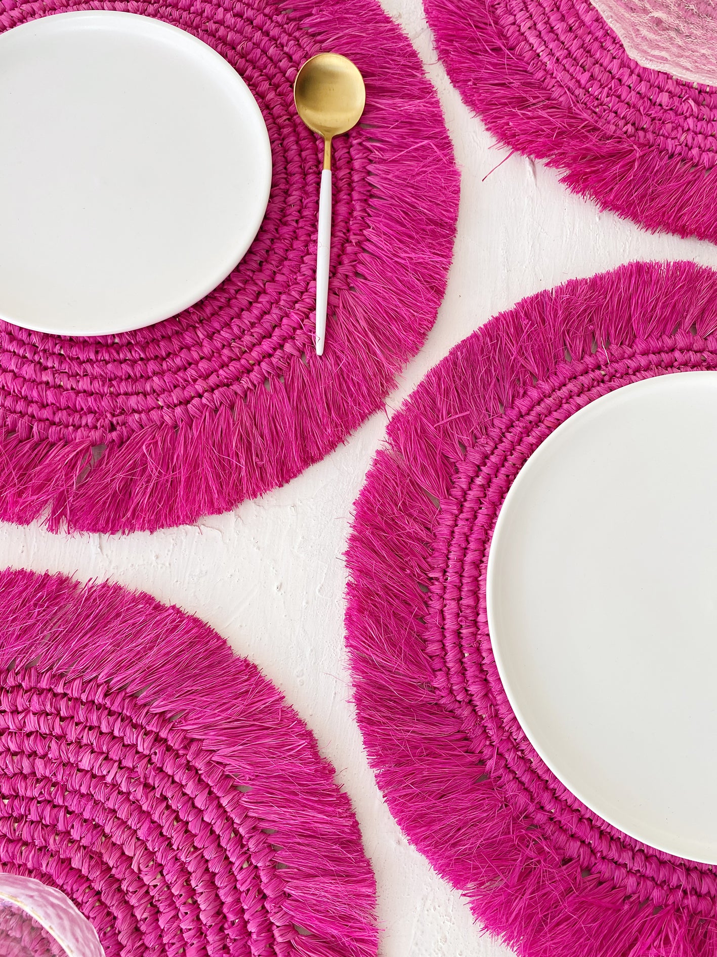 Fuchsia Raffia Placemats