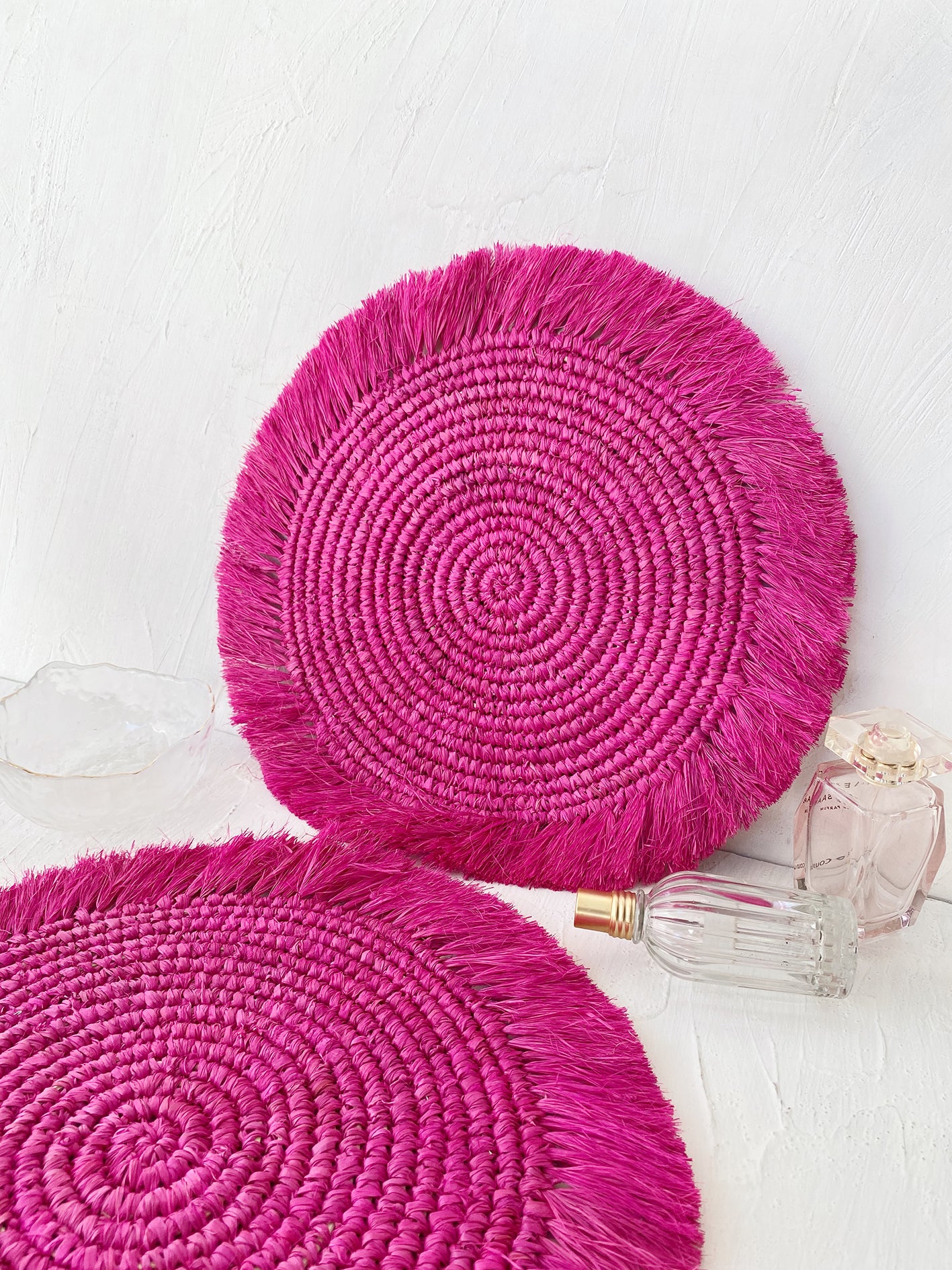 Fuchsia Raffia Placemats