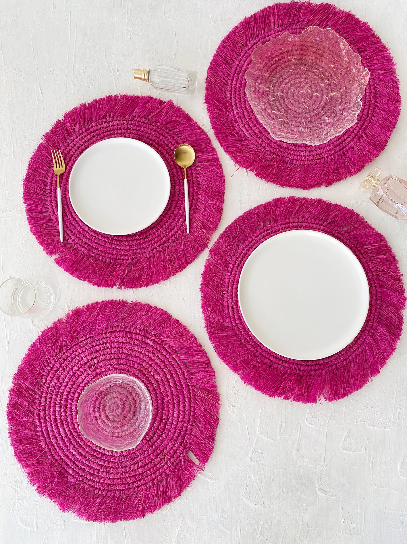 Fuchsia Raffia Placemats