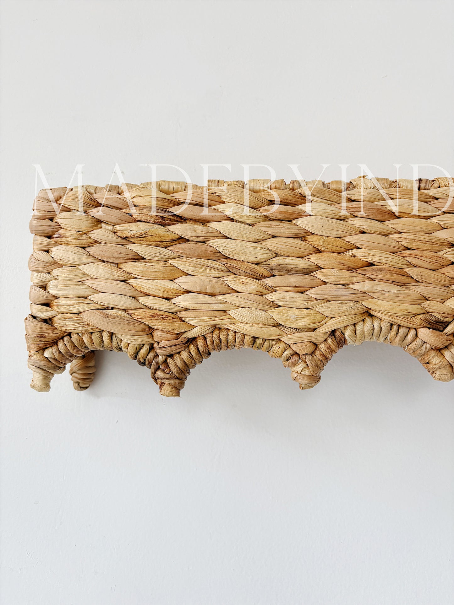 Handwoven Wave Scallop Edge Window Valance, Curved Pelmet Window Cover