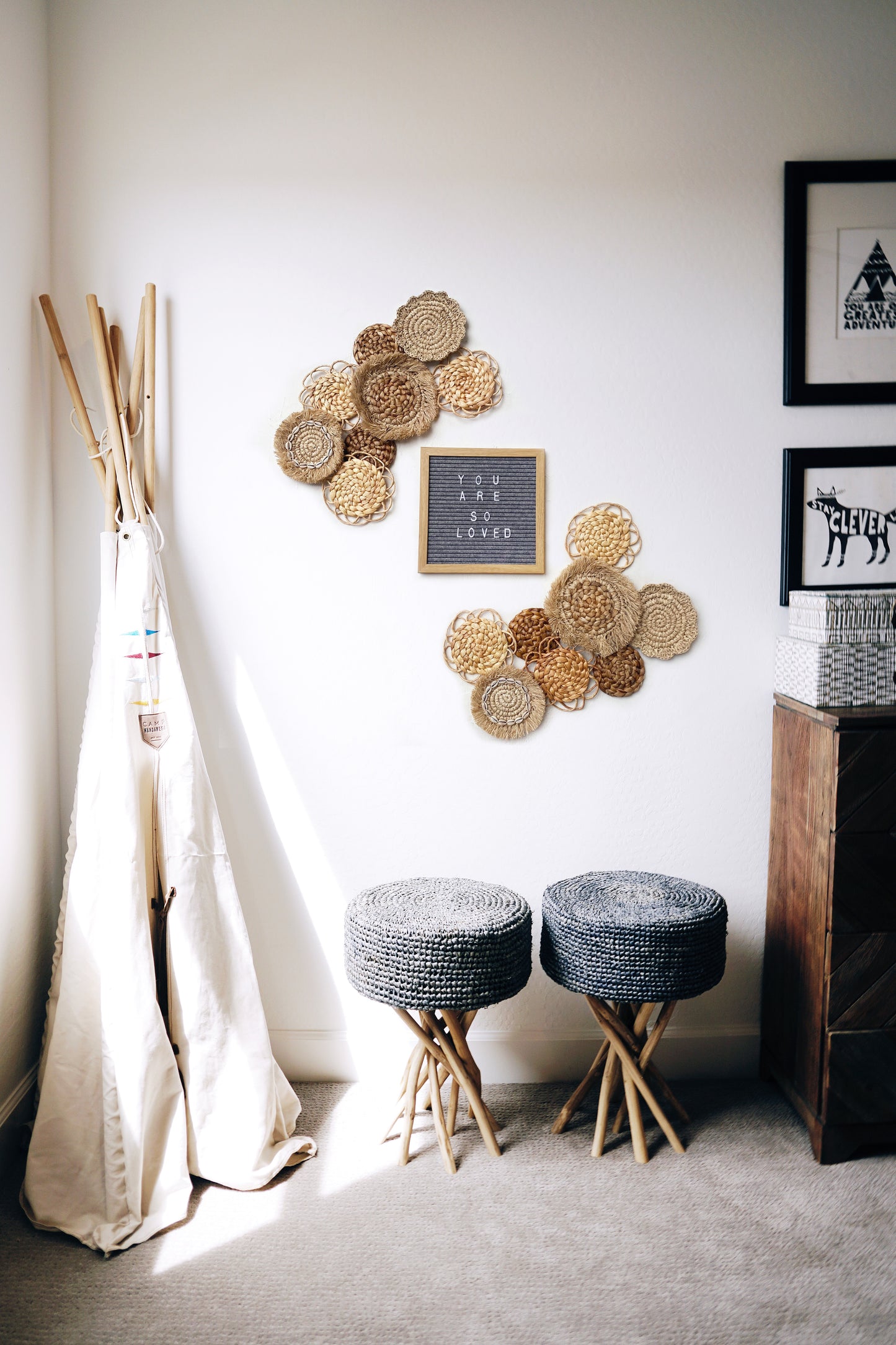 Set of Small Boho Wall Baskets