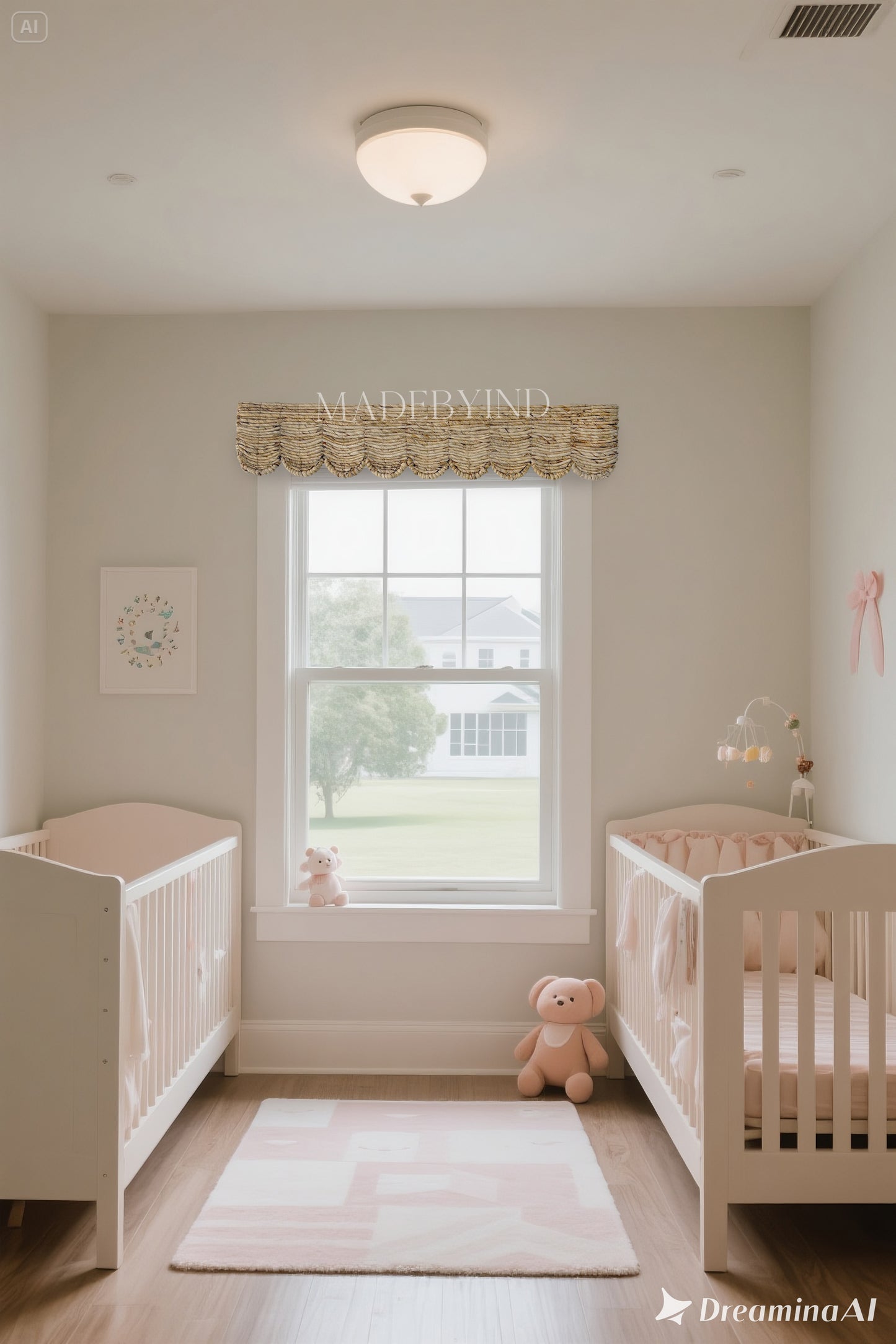 Banana Bark Scalloped Natural Window Valance