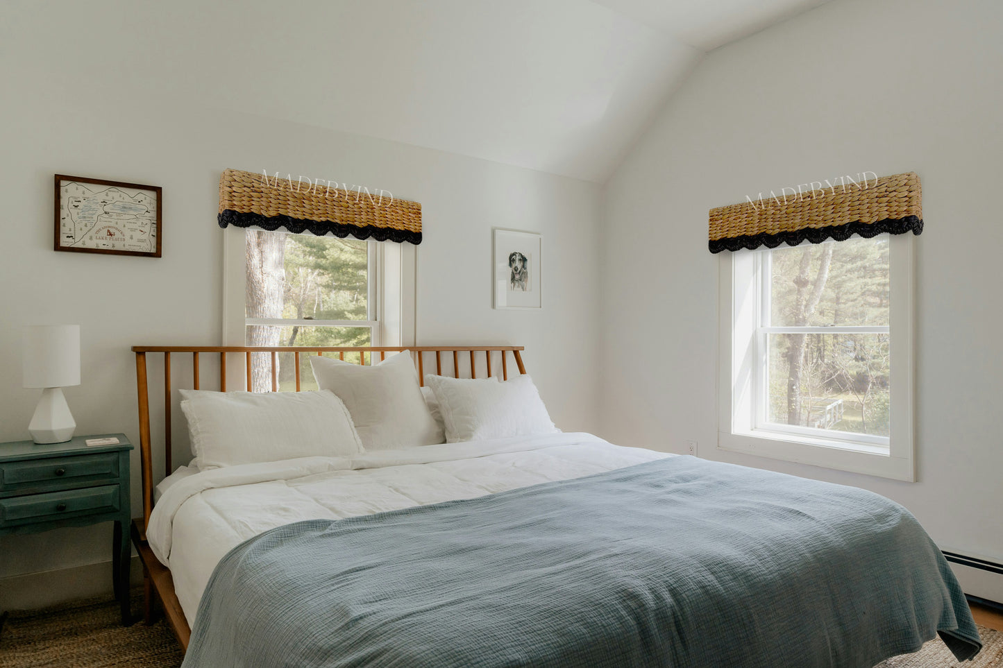 Black Edge Scallop Water Hyacinth Window Pelmet