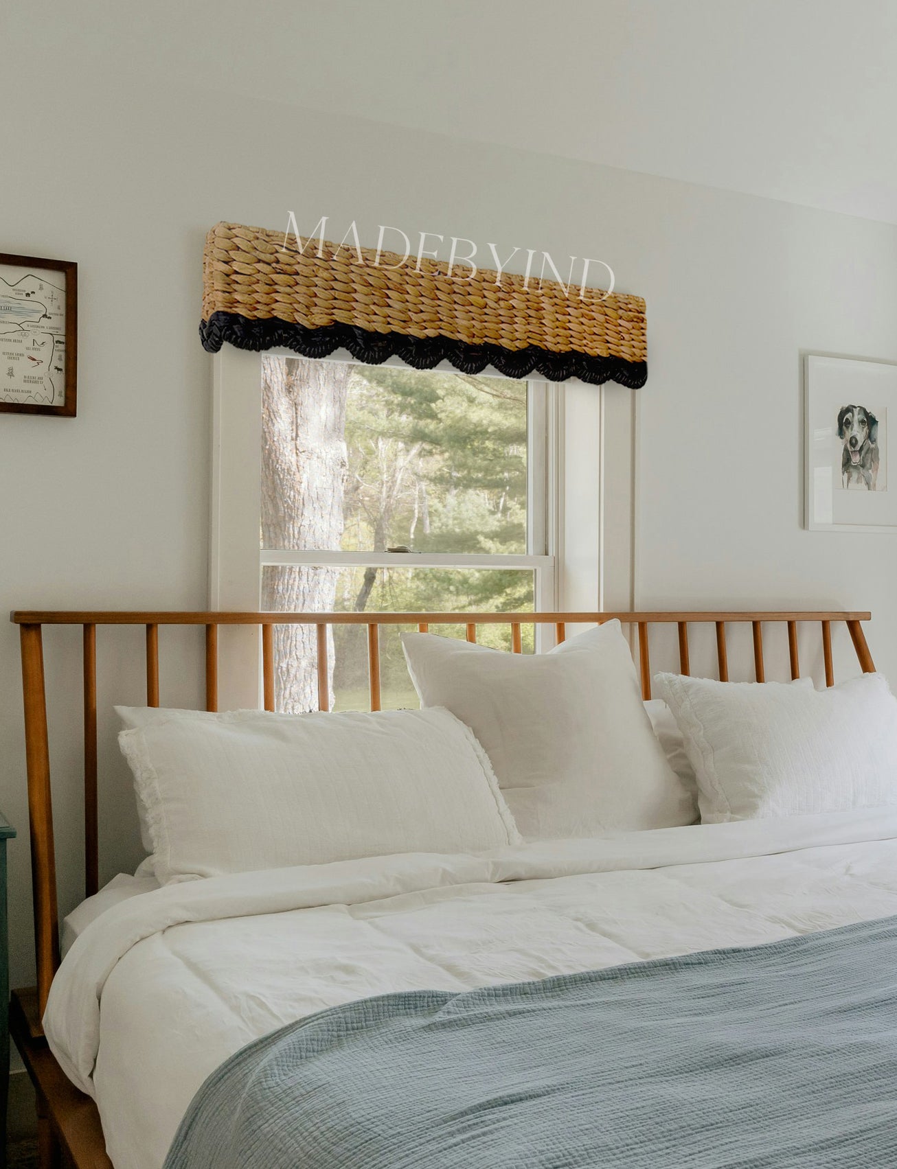 Black Edge Scallop Water Hyacinth Window Pelmet