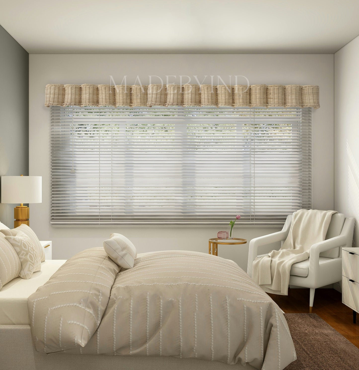 Rattan Scalloped Nursery Window Valance