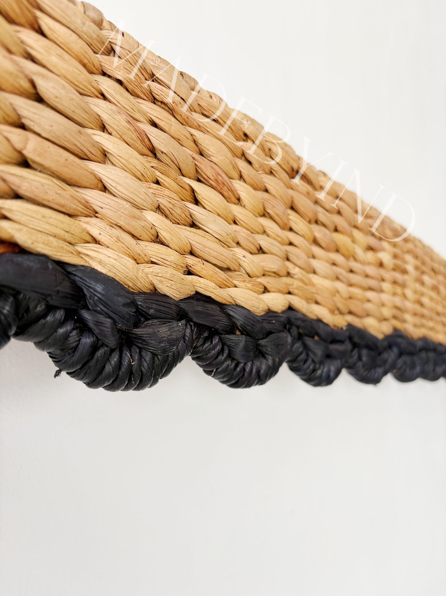 Black Edge Scallop Water Hyacinth Window Pelmet