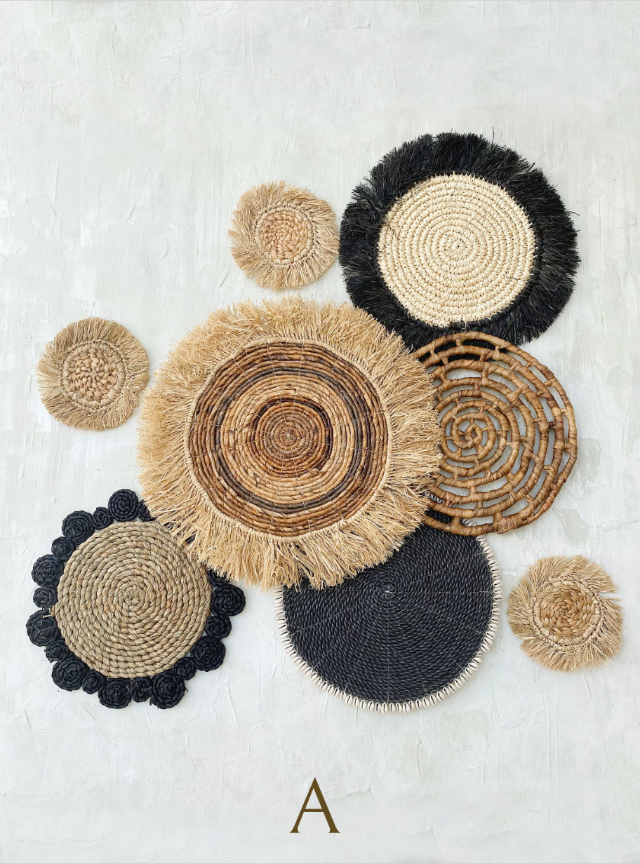 Set of 8 Bohemian Wall Basket & Wall Decor