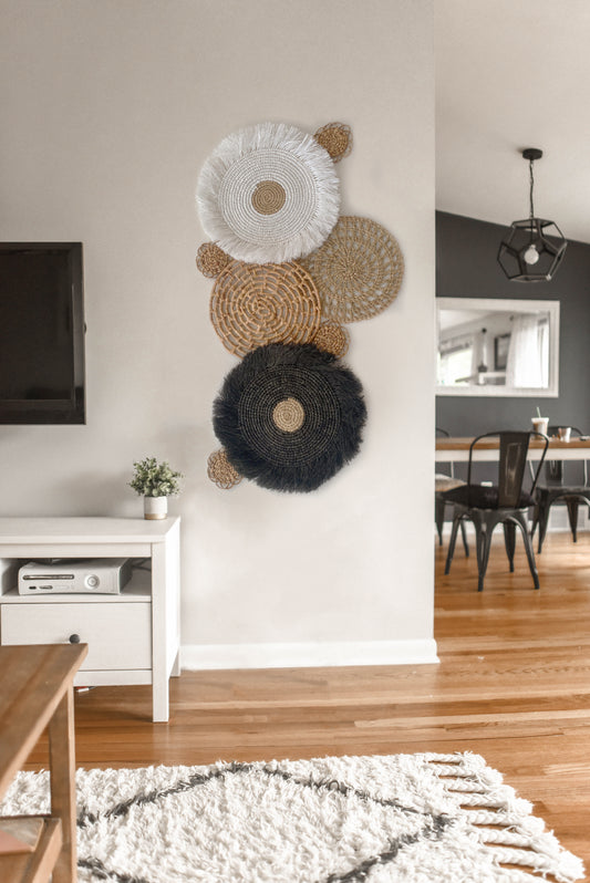 Set of 8 Boho Wall Basket with Fringe