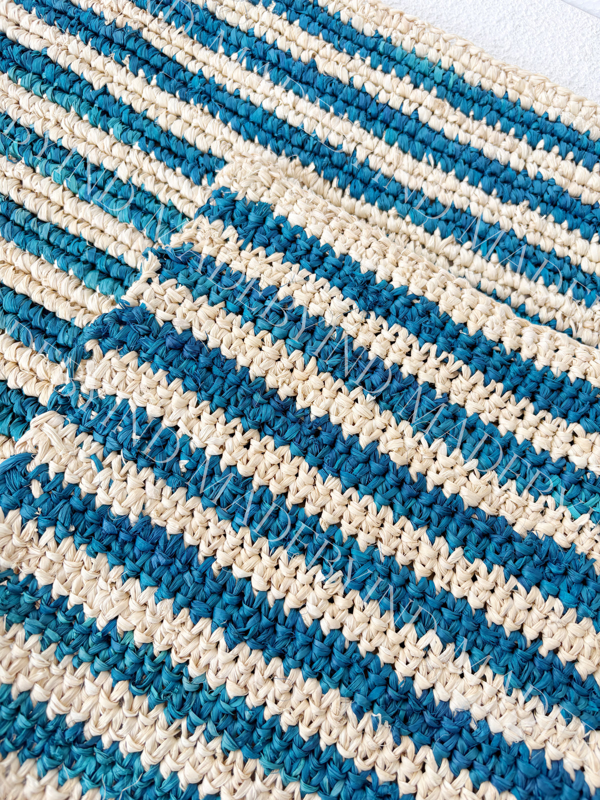Blue Stripe Raffia Placemat