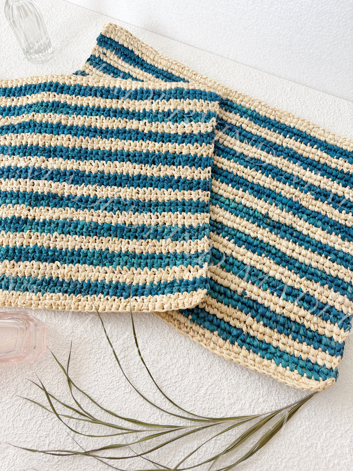 Blue Stripe Raffia Placemat