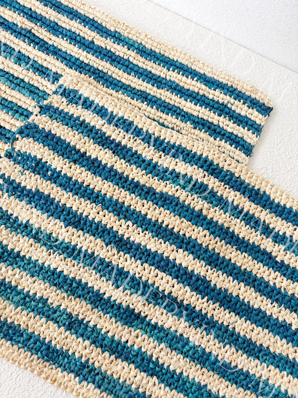 Blue Stripe Raffia Placemat