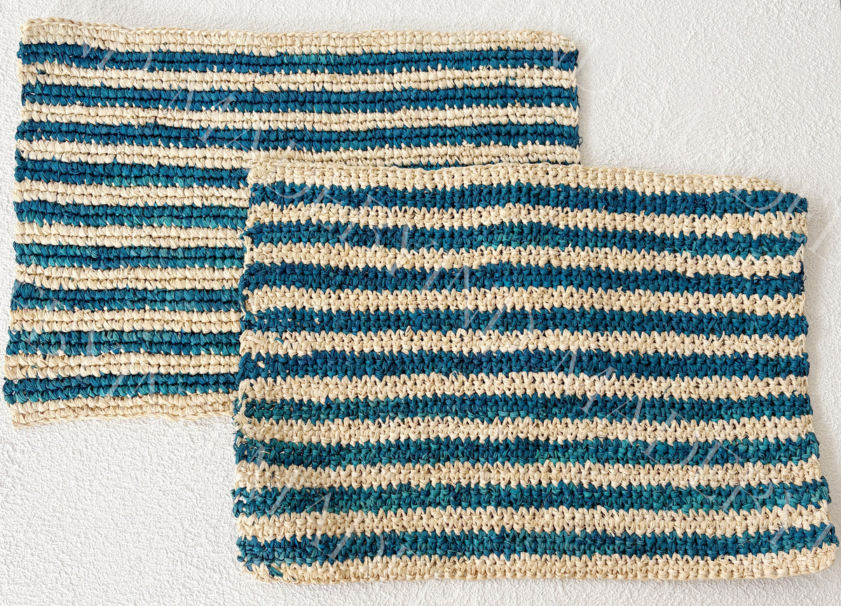 Blue Stripe Raffia Placemat