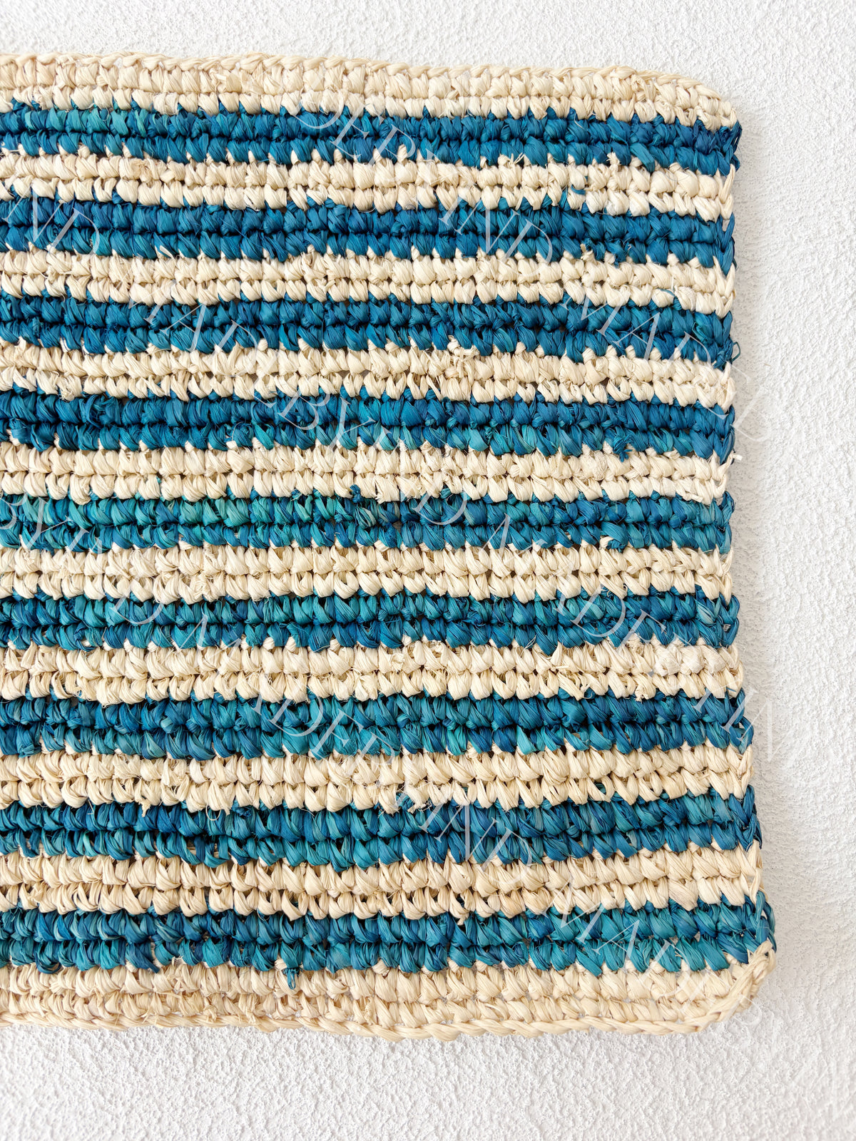 Blue Stripe Raffia Placemat