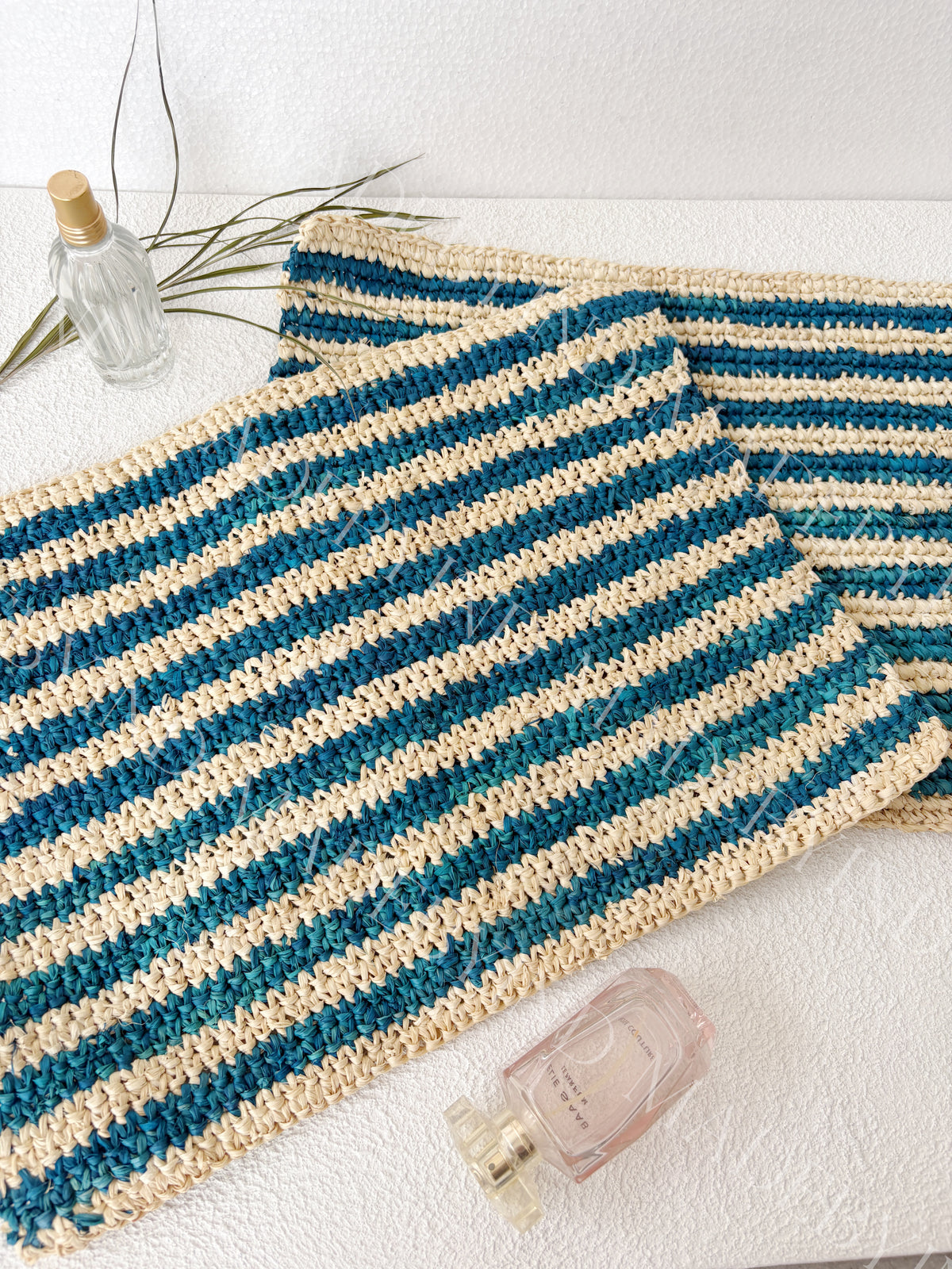 Blue Stripe Raffia Placemat