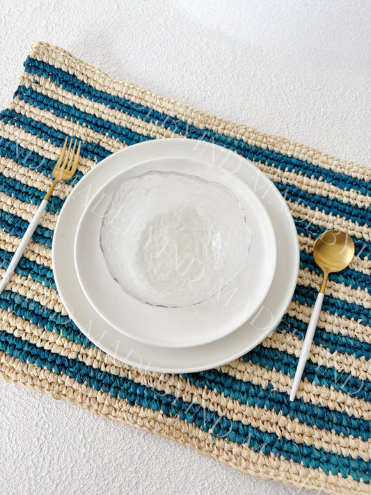 Blue Stripe Raffia Placemat